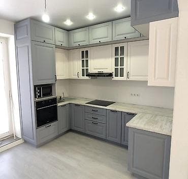 vitrin mebeli: Klassik üslubda L formalı mətbəx mebel dəsti - Fasadlar: yuxarı hissə — 3