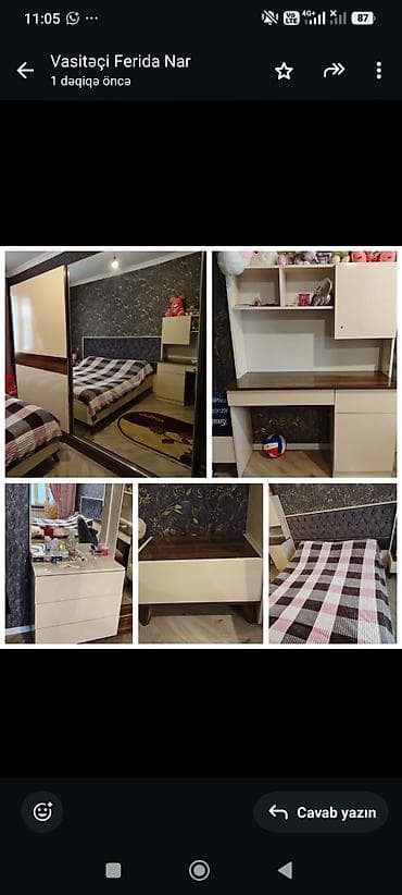 Təcili 📍Yataq dəsti satılır Dəstə çarpayı,dolab,2 ədəd tumba,termo və