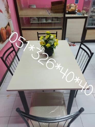 yazı masa: Qonaq otağı üçün, Yeni, Açılan, Dördbucaq masa, 4 stul — 25