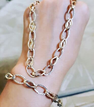 italyan qizili: Dəstə daxildir: Bilərzik, Sep, Sarı qızıl, 585 Əyar, 1714 g — 1