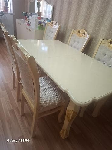 Ev və bağ: Qonaq otağı üçün, İşlənmiş, Kvadrat masa, 6 stul — 1