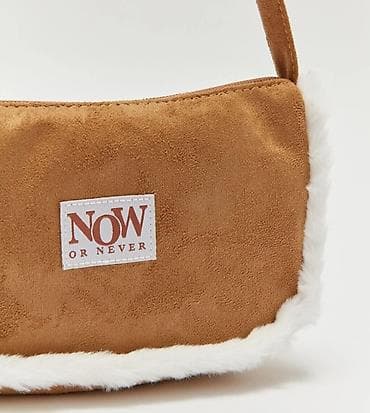 Сумки: Qadın çiyin çantası – “NOW OR NEVER” loqolu - Model: baguette/çiyin — 4