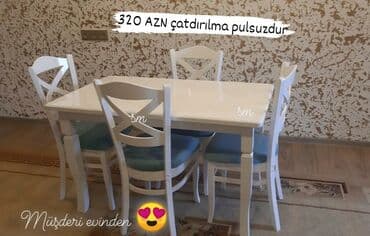metbext moyka: Mətbəx üçün, Yeni, Dördbucaq masa, 4 stul — 3