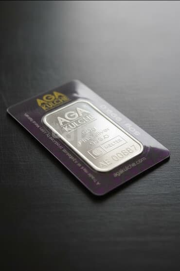 qab qaşiq: Məhsul: AGA KULCHE gümüş külçə - Çəki: 50 qram - Təmizlik dərəcəsi — 1