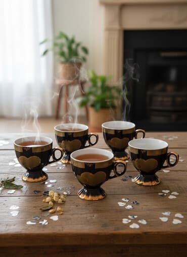 fincan dəstləri: Fincanlar, rəng - Qara, 6 ədədli dəst — 1
