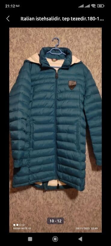uzun kurtqa: Göylə mavi rənglərinin qarışığı çalarlı, uzun qollu unisex puffer — 4