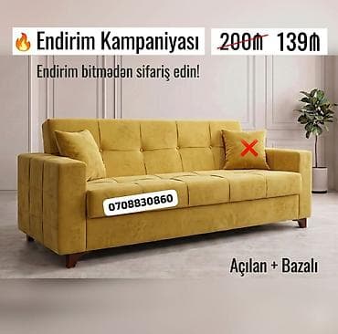 Açılan və bazalı sarı divan - Rəng: xardal/sarı - Mexanizm: açılan at lalafo.az Açılan və bazalı sarı divan - Rəng: xardal/sarı - Mexanizm: açılan