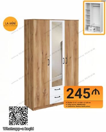 Açılan, 3 qapılı Düz dolab, Qarderob, paltar dolabı
