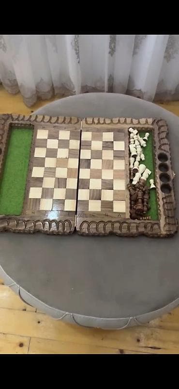 şahmat dəsti: Ağ rəngli taxta şahmat dəsti – sandıq formalı lövhə və figuralar - — 5