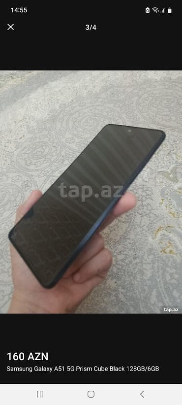 телефон fly e: Samsung Galaxy A51 5G, 128 ГБ, цвет - Черный, Отпечаток пальца — 2