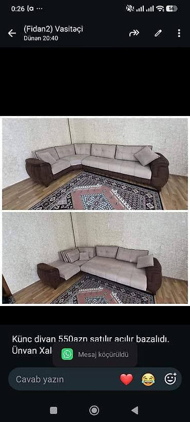Künc divan 550azn satılır açılır bazalıdı. Ünvan Xalqlar (fidan 2)