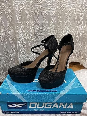 DUGANA qadın platforma ayaqqabısı - Rəng: qara, xırda parıltılı
