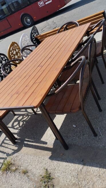 demir stol stul: Balkon üçün, Yeni, Açılmayan, Dördbucaq masa, 8 stul — 2