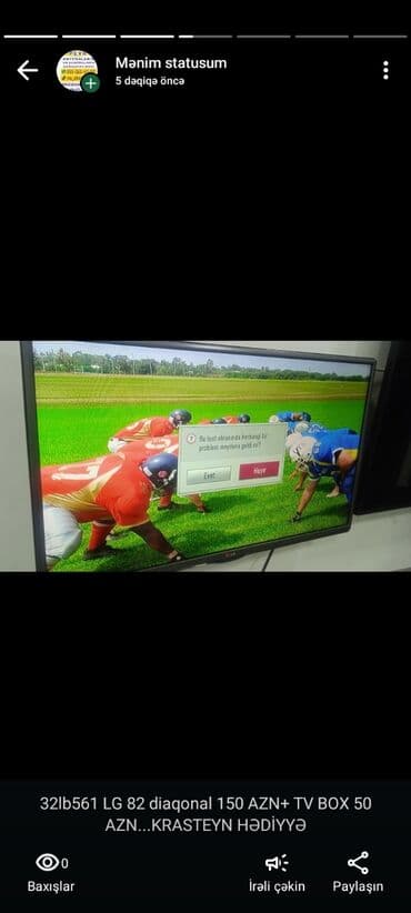 irsad telecom televizor: İşlənmiş Televizor LG LED ekran 82" FHD (1920x1080), Ödənişli çatdırılma — 4