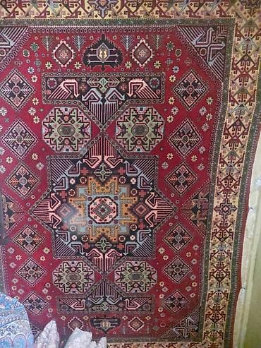 demir gul qablari: Xalça qədimi el toxuma yun - Klassik naxışlı xalça – mavi fon — 2