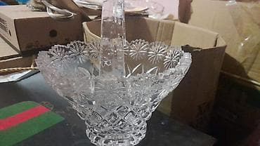 dekor qab: Klassik kəsim naxışlı şüşə/kristal qablar dəsti - Material: şəffaf — 4