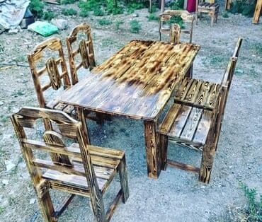 дачный набор стол и стулья: Новый, Квадратный стол, 4 стула, Нераскладной, Со стульями, Дерево — 2