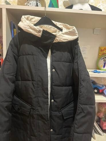 qış qadın koftaları: Qışlıq qadın/palto tipli şişmə gödəkçə - Rəng: qara, kontrast açıq — 1