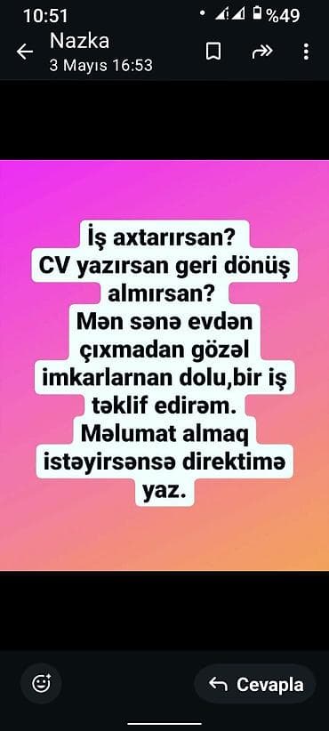 Uzaqdan iş imkanı – evdən çıxmadan işləmək istəyənlər üçün təklif. -