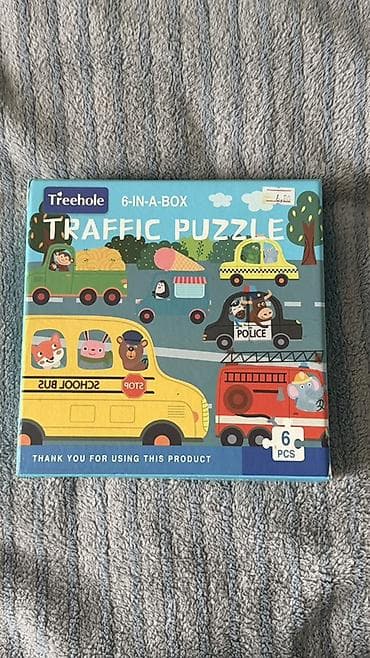 ucuz usaq oyuncaqlari: Treehole “Traffic Puzzle” – 6-in-a-Box - Mövzu: Nəqliyyat vasitələri — 1