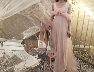 Donlar: Pudra-çəhrayı rəngdə uzun ziyafət/libas - Model: yüngül, axıcı şifon — 3