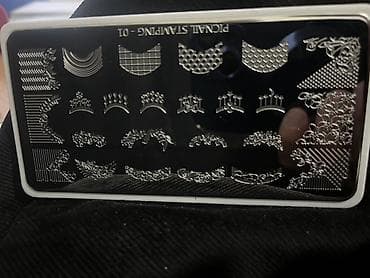 Личные вещи: Dırnaq stempinq dəsti – metal şablon lövhələri və qolçinli saxlama — 5