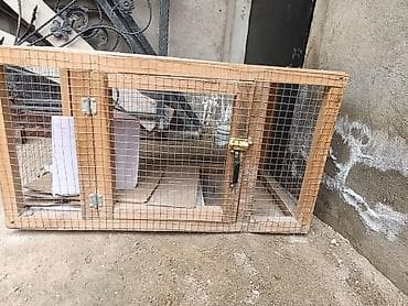 Ağac karkaslı, məftil torlu heyvan qəfəsi - Material: möhkəm taxta