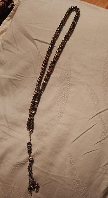 Kvars şüşə kəsimli muncuqlardan hazırlanmış təsbeh - Material: parlaq