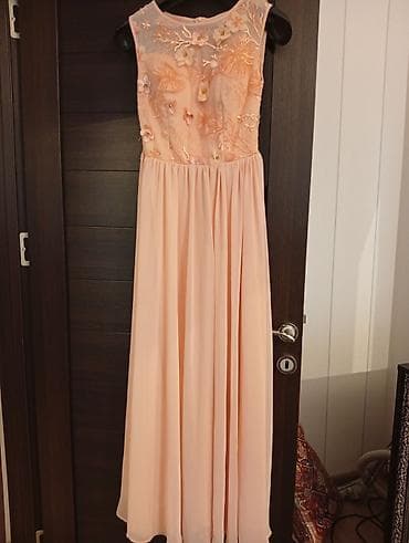 kofta modelleri: Uzun, şifon gecə/libas - Rəng: açıq şaftalı - Model: yuxarı hissəsi — 1