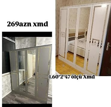 paltar dolab: Üç qapılı paltar şkafı - Ölçü: 1.60 m (eni) × 2.00 m (hündürlük) × 47 — 1