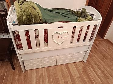 mebel modelleri: Uşaq beşiyi – ağ rəngdə, “Ali Bebe” yazılı model. noqte bele problemi — 2
