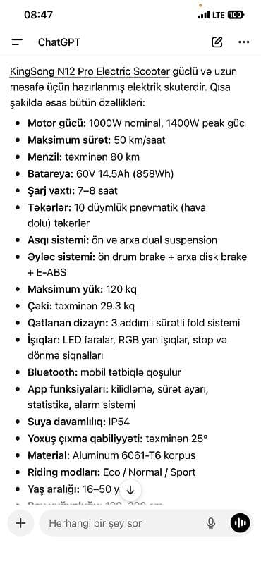 Kingsong n12 pro satılır özellillern şeklde qoymşam bidene yere — 6