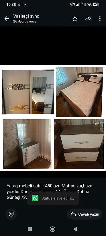 Yataq mebeli satılır 450 azn.Matras var,baza yoxdur.Dəst yaxşı lalafo.az -da Yataq mebeli satılır 450 azn.Matras var,baza yoxdur.Dəst yaxşı