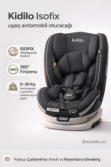 🚗 Isofix funksiyalı Kidilo uşaq avtomobil oturacağı (0–36 kq)