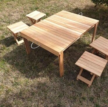 masılar: Balkon üçün, Qatlanan, Dördbucaq masa, 4 stul — 4