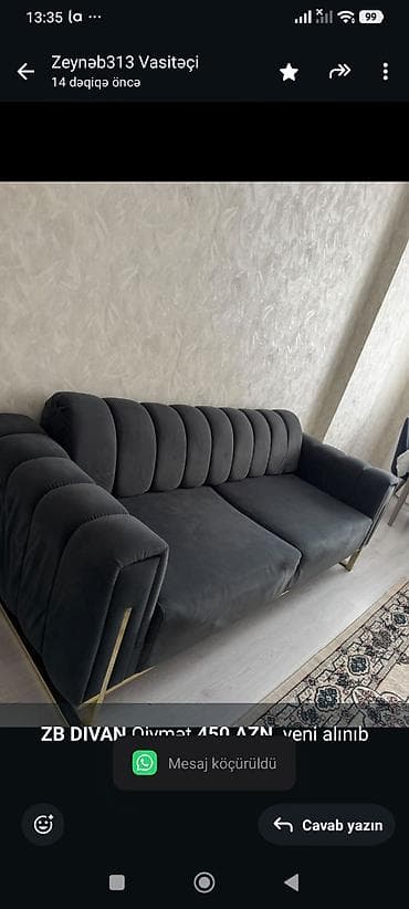 mebel alan: *ZB* *DIVAN* Qiymət *450 AZN* yeni alınıb ünvan Xırdalan — 1