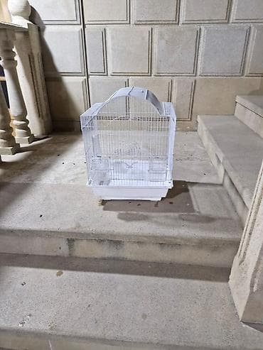 клетка для собак: Ağ rəngli quş qəfəsi - Material: metal məftil karkas, plastik altlıq — 2