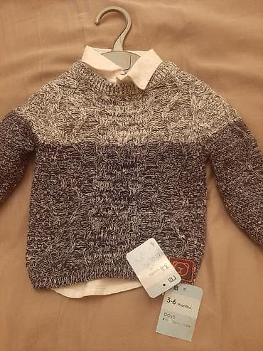 Детский мир: M&S (Mothercare) oğlan uşağı üçün trikotaj sviter-köynək dəsti. - — 1