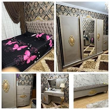 Двуспальная кровать, Шкаф, Трюмо, 2 тумбы, Б/у at lalafo.az Двуспальная кровать, Шкаф, Трюмо, 2 тумбы, Б/у