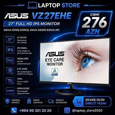 komputer desti: ASUS VZ27EHE 27" Full HD IPS Monitor – 276 AZN 🖥️ ASUS VZ27EHE 27 — 1