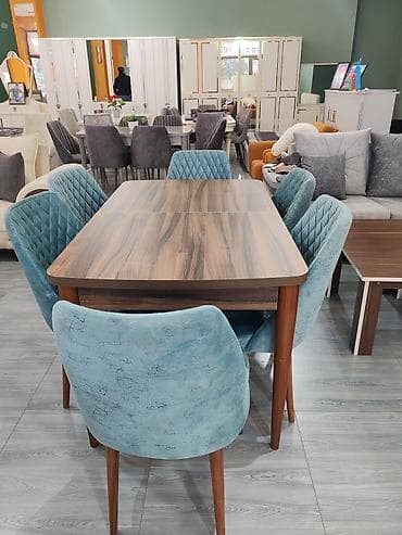 masası: Qonaq otağı üçün, Yeni, Açılan, Dördbucaq masa, 6 stul — 1