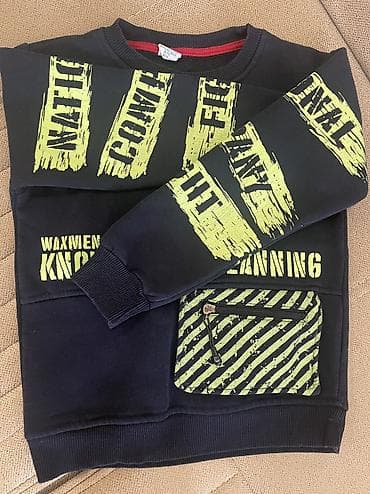 ucuz oyuncaqlar: Uşaq sweatshirt - Rəng: tünd göy əsas, parlaq neon-yaşıl prinlər - — 4