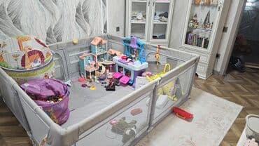 коврик для детей: Böyük ölçülü uşaq oyun manjeri (playpen) - Rəng: boz - Kənarları — 2