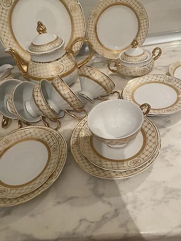 samovar cay: Çay dəsti, rəng - Ağ, Farfor — 4