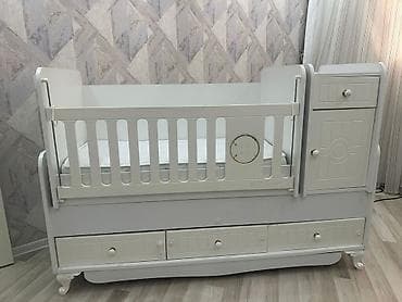 Uşaq beşiyi – çoxfunksiyalı kombi model - Rəng: ağ/kremlə tonlanmış -