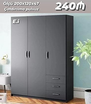 skaf satisi: 3 qapılı, Siyirməli, Boz, Açılan, Düz dolab — 1