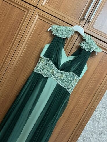 qizlar ucun toy paltarlari: Zərif ziyafət/libas – yaşıl tonlarda uzun model - Rəng: tünd — 3