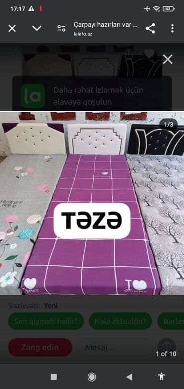 Məişət məhsulları: Yeni, Təknəfərlik çarpayı, Azərbaycan — 5