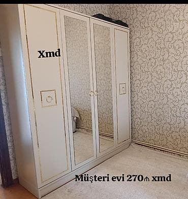 2ci el skaf: Yeni, 4 qapılı, Güzgülü, Rəngli, Digər material, Açılan, Düz dolab — 2