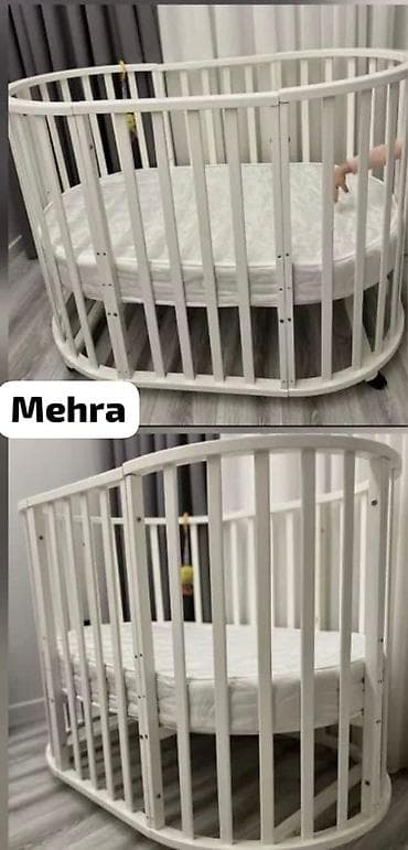 yumru transformer çarpayı: Oğlan və qız üçün, Yumru, Beşik, Matras ilə, Yellənmə mexanizmsiz — 1